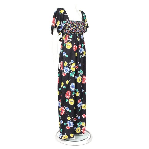 Vtg Bonwit Teller Floral Cottagecore Smocked Angel Sleeve Maxi Dress  XS/S - 641 - Picture 3 of 6